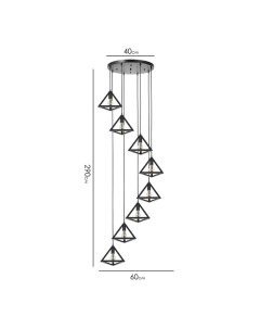 Светильник-каскад "Треугольник" 8хЕ27 40Вт черный 60х60х290 см Bayerlux