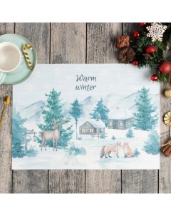 Новогодняя салфетка на стол "Warm winter" ПВХ, 40х29 см Доляна