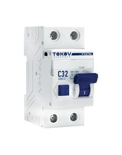 Дифференциальный автомат 2П (1P+N) 32А 30мА AC 6кА C / TKE-PZ60-RCBO-2-32-30-AC Tokov electric