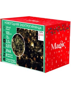 Электрогирлянда новогодняя 100 LED 1 м теплый белый 92821 Magic time