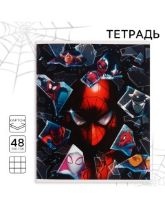 Тетрадь 48 листов в клетку, картонная обложка, Человек-паук Marvel