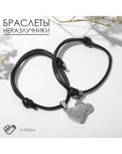 Браслеты «Неразлучники» сердца, цвет чёрный, L=12,5 см Tell your story