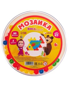 Мозаика круглая «Маша и Медведь», 80 фишек, 4 цвета Iq-zabiaka