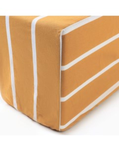 Простыня на резинке 180*200*25 см " Mustard stripes", 100% хлопок, поплин, 125 гр/м2 Этель