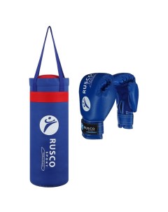 Набор боксёрский для начинающих RUSCO SPORT: мешок + перчатки, цвет синий (4 OZ) Ruscosport