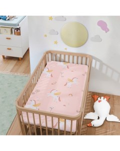 Простыня на резинке "" Baby unicorn 60*120+20 см, бязь 125 г/м2, хл 100% Крошка я