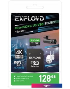 Карта памяти Vision microSDXC 128GB EX128GCSDXC10-U3-V30 (с адаптером) Exployd