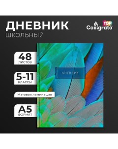 Дневник для 5-11 классов, "Перья 2", твердая обложка 7БЦ, матовая ламинация, выборочный лак, 48 лист Calligrata