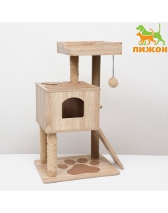 Комплекс для кошек с когтеточкой, с домиком, 58 х 54 х 87см, ЛДСП, цвет сонома Пижон