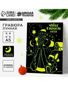 Лунная гравюра на новый год «Чудес в Новом году», 14,8 х 21 см Школа талантов