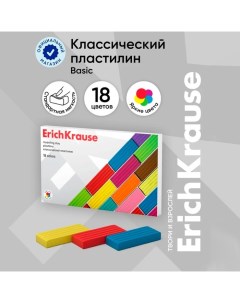 Пластилин 18 цветов, 288 г, "Классический", в картонной упаковке Erichkrause