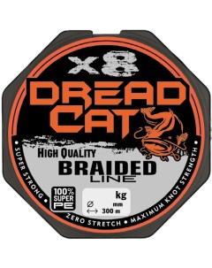 Шнур плетеный рыболовный DREAD CAT X8 BLACK 300 м 0,60 мм Konger