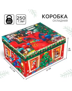 Коробка подарочная с крышкой, «С Новым годом», 31 х 25,5 х 16 см, Человек-паук Marvel