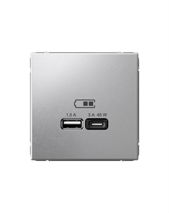 Розетка SE ArtGallery USB А+С 45Вт высок.заряд. (без рамки) алюм. GAL000329 Systeme electric