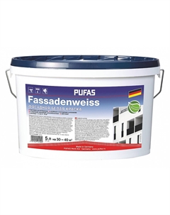 Краска фасадная Fassadenweiss белая акрилат 5л Pufas