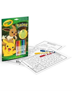 Раскраска с головоломками Pokemon Activities Book + Фломастеры Crayola