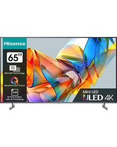 Телевизор Hisense 65U6KQ, 65", 3840x2160, DVB-T2/C/S2, HDMI 3, USB 2, Smart TV, чёрный