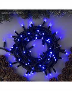 Гирлянда «Нить» 10 м, IP65, УМС, тёмная нить, 100 LED, свечение синее, 220 В Luazon lighting