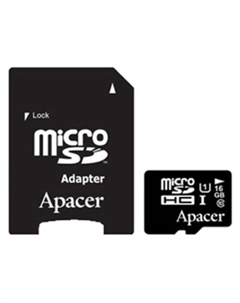 Карта памяти microSDHC UHS-I (Class 10) 16GB + адаптер (AP16GMCSH10U1-R) Apacer