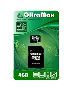 Карта памяти microSDHC Class 4 4GB + адаптер Oltramax