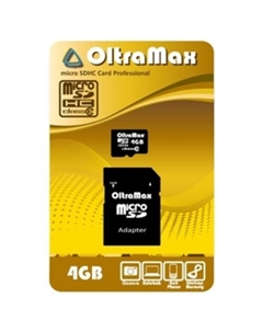 Карта памяти microSDHC Class 10 4GB +адаптер Oltramax