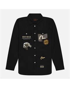 Мужская рубашка Heritage Logos Wave Embroidery Multi-Pocket Evisu