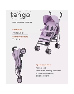 Коляска прогулочная детская basic «Tango» RA351, складывается в трость, цвет Sweet Lavender Rant