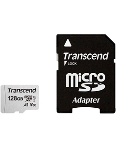 Карта памяти microSDXC 300S 128GB + адаптер (TS128GUSD300S-A) Transcend