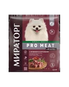 Сухой корм для собак Pro Meat для взр. мел. пород с ягненком и картоф. / 1010025880 Мираторг