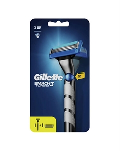 Бритва с 2 сменными кассетами Red Mach3 Turbo 3D Gillette