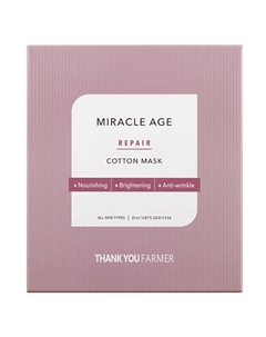 Маска для лица тканевая антивозрастная восстанавливающая Miracle Age Repair Cotton Mask Thank you farmer