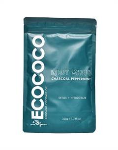 Скраб для тела для детокса и бодрости Уголь и Мята Body Scrub Charcoal Peppermint Ecococo