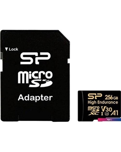 Карта памяти Golden Series High Endurance microSDXC SP256GBSTXDV3V1HSP 256GB (с адаптером) Silicon power