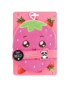 DEAR MOLLY Мочалка-варежка для тела "Клубничка" Bath Washing Glove Strawberry Лэтуаль