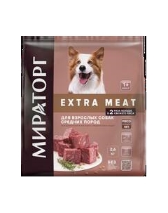 Сухой корм для собак Extra Meat для взр. собак средних пород говядина / 1010024078 Мираторг