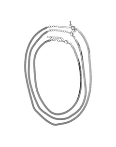 Тройное серебристое колье плетения снейк Uvi jewellery