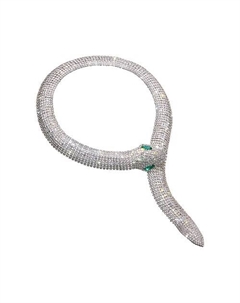 Колье галстук Snake с прозрачными и изумрудными кристаллами Uvi jewellery