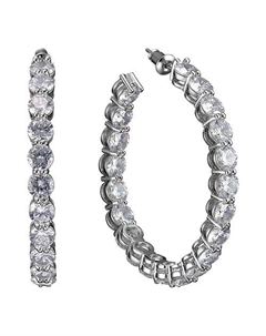 Серебристые серьги конго с крупными прозрачными кристаллами Uvi jewellery