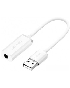 Адаптер US206 30712 USB Type-A - 3.5 мм (0.15 м, белый) Ugreen