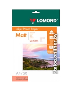 Фотобумага матовая односторонняя Warm А4 240 г/кв.м. 50 листов Lomond