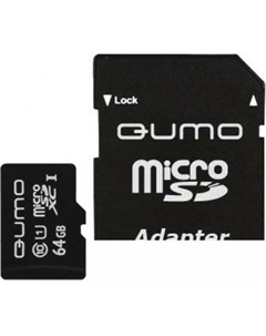 Карта памяти microSDXC UHS-1 64GB + адаптер (QM64GMICSDXC10U1) Qumo