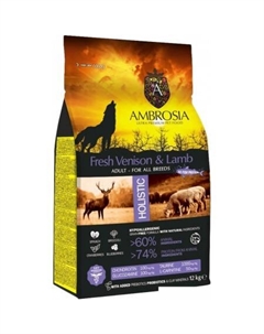 Сухой корм для собак Adult All Breeds Fresh Venison & Lamb (для всех пород с олениной и ягненком) 12 кг Ambrosia