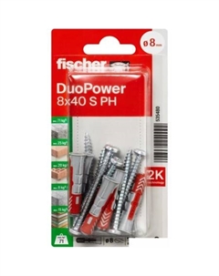 Дюбель-гвоздь DuoPower 8 x 40 S PH 535480 (8 шт) Fischer