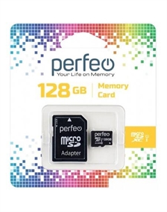 Карта памяти microSDXC PF128GMCSX10U1A 128GB (с адаптером) Perfeo