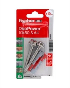 Дюбель-гвоздь DuoPower 10 x 50 S A4 K NV 535488 (2 шт) Fischer