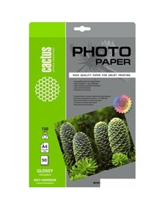 Фотобумага Глянцевая A4 130 г/м2 50 л Cactus