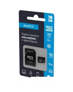 Карта памяти microSDHC 16GB MSD16GBC10V10 (с адаптером) Maxvi