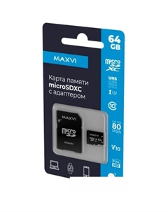 Карта памяти microSDXC 64GB MSD64GBC10V10 (с адаптером) Maxvi