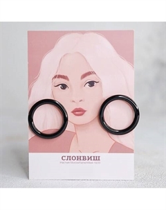 Серьги кольца конго черные Ring earrings black Слонвиш