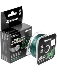 Леска плетеная Jig Connect X4 PE Dark Green 0.8 0.14mm / T-N-JC-X4-0.14-100-DG Nisus